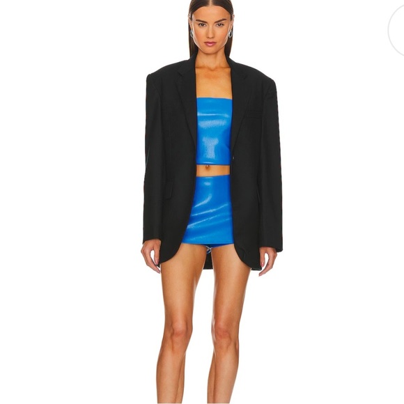 New Lovers and Friends Kya Faux Leather Top in Royal Blue size XS - Picture 4 of 9